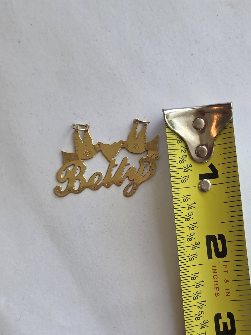 14k Solid Yellow Gold Betty Nameplate Pendant Charm - Picture 5 of 5